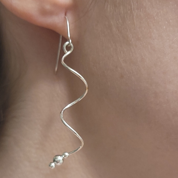 Twirled Silver Earrings - Picture 2 of 2